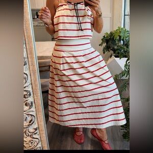 By Together Red and White Striped Skirt Set